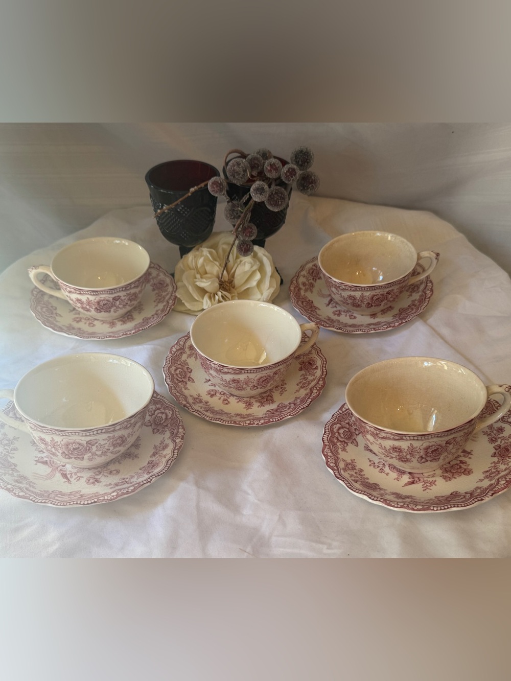 Crown Ducal, Pink Bristolware Tea Set, 10 Piece Set